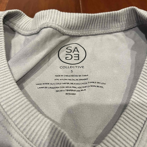 SAGE Collective Gray Tank‎ Top Tribal Mesh Mineral Wash Active Shirt Size Small - Picture 2 of 6